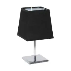Simple Designs&trade; 9.5" Mini Chrome Table Lamp with Squared Empire Shade Black