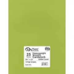 PA Paper&trade; Accents 8.5" x 11" 100lb. Smooth Cardstock, 25 Sheets Crisp Green