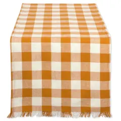 DII&reg; 72" Heavyweight Check Fringed Table Runner Pumpkin Spice