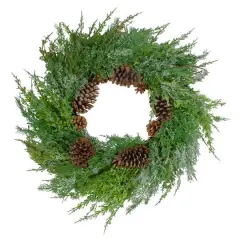 26" Frosted Cedar & Pinecone Christmas Wreath