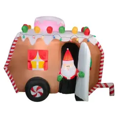 7.5ft. Airblown&reg; Gingerbread Trailer and Santa with 16 White LED Incandescent Lights