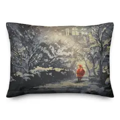 Santa Walking in the Snow Throw Pillow