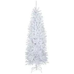6.5ft. Pre-Lit Slim White Geneva Spruce Artificial Christmas Tree, Blue Lights