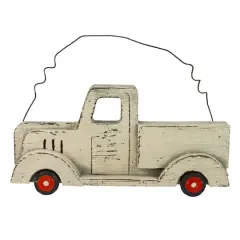 White Wooden Pick Up Truck Fall Harvest Hanging Wall D&eacute;cor