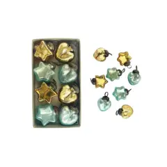 Hello Honey&reg; Gold & Mint Mercury Glass Heart & Star Ornament Set