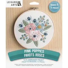 Leisure Arts&reg; 6" Pink Poppies Embroidery Kit