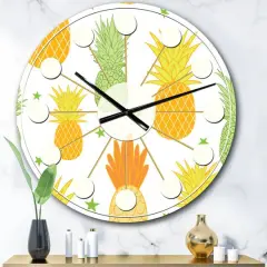 Designart 'Pineapple Summer Bliss Ii Mid-Century Modern Wall Clock
