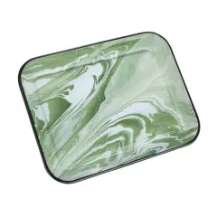 Hello Honey&reg; 13.25" Green & White Marbled Enameled Serving Plate