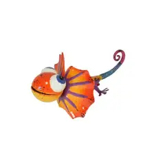 13" Vibrant Multicolor Frill-Necked Lizard Outdoor Garden Figure