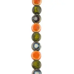 Khaki, Orange & Blue Ceramic Coin Beads, 10.5mm by Bead Landing&trade;