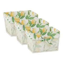 DII&reg; Small Antique White Chicken Wire Baskets with Lemon Print Liners, 3ct.
