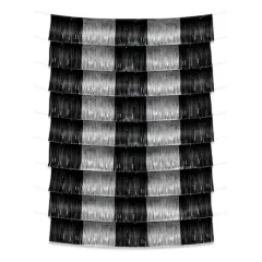 Beistle Black and Silver Metallic Fringe Garland Backdrop