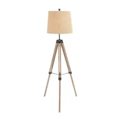 Brown Wood Industrial Floor Lamp, 61" x 25" x 25"