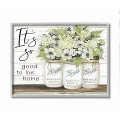 Stupell Industries It's So Good To Be Home Floral Wall Art in Gray Frame