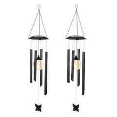 Glitzhome&reg; 32" Solar Powered Windchime with Crackle Bulbs, 2ct.