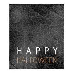 Happy Halloween Spider Webs 50" x 60" Sherpa Fleece Blanket