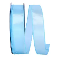 JAM Paper 1.5" x 50yd. Satin Value Wired Ribbon Pale Blue