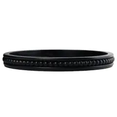 Hello Honey&reg; 16" Decorative Round Wood Tray with Hobnail Edge Black
