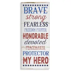 Stupell Industries Brave Strong Fearless Patriotic Stars and Stripes Rustic Wood Look Sign Canvas Wall Art