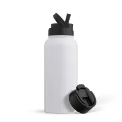 JoyJolt&reg; 32oz. Vacuum Insulated Water Bottle With Flip Lid & Sport Straw Lid White