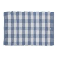 DII&reg; Buffalo Check Rag Rug, 26" x 40" Stonewash Blue and White