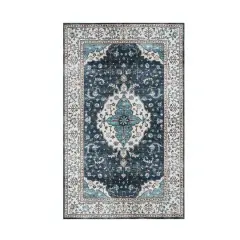 Glitzhome&reg; 5ft. x 8ft. Blue & Ivory Oriental Area Rug