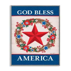 Stupell Industries God Bless America Wreath Framed Giclee Art Gray