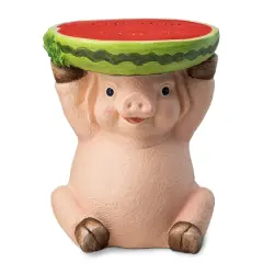 Glitzhome&reg; 12.5" Pig Holding a Watermelon Decorative Garden Stool