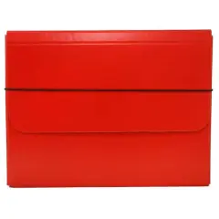 JAM Paper Strong Thick Portfolio Carrying Case with Elastic Band Closure Red