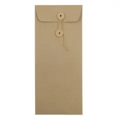 JAM Paper 9.5" x 4.125" Kraft Brown Business Envelopes with Button & String Closure, 25ct.