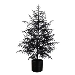 4ft. Artificial Halloween Real Touch Black Norfolk Pine Christmas Tree with Natural Look