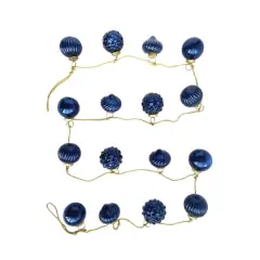 Hello Honey&reg; 6ft. Dark Blue Embossed Mercury Glass Ornament Garland