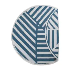 DII&reg; Round Blue Geometric Outdoor Rug, 5ft.