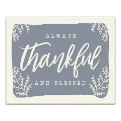 Always Thankful Blue Cream Canvas Wall Art