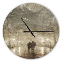 Designart Couple Walking In Night Lights Farmhouse Wall Clock