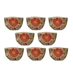 Hello Honey&reg; 6" Painted Florals Organically Shaped Edge Stoneware Bowl, 8ct.