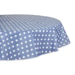 Stonewash Blue Polka Dot Vinyl Tablecloth 70" Round