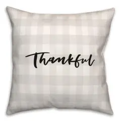 Brown Checkered Thankful Throw Pillow