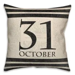 Halloween Date Newspaper Throw Pillow
