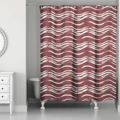 Waves Shower Curtain Maroon