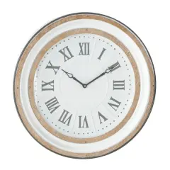 White Farmhouse Metal Wall Clock, 24" x 24"