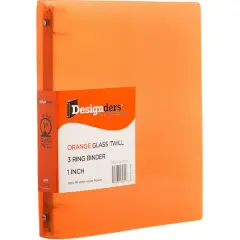 JAM Paper Designders&reg; Plastic 1" 3 Metal Ring Binder with Inside Pocket Orange
