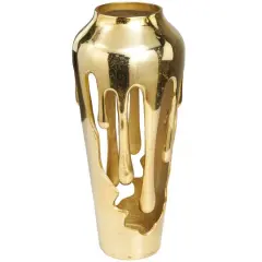 19" Gold Aluminum Drip Vase with Melting Designed Body