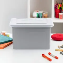 Iris&reg; Gray Dual Purpose Letter & Legal Size File Box, 3 Pack