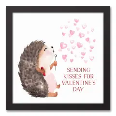Hedgehog Heart Bubbles Blacked Framed Canvas Wall Art