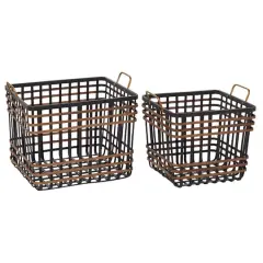 Black Seagrass Farmhouse Storage Basket Set