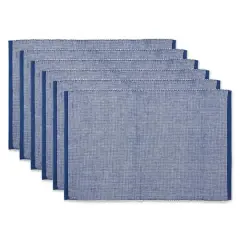 DII&reg; 2-Tone Ribbed Placemats, 6ct. Navy and white