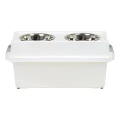 IRIS 12qt. Clear/White/Gray Airtight Elevated Feeder Storage Container