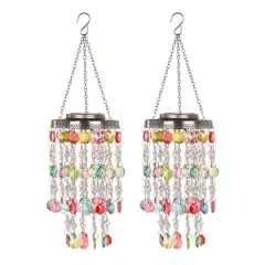 Glitzhome&reg; 18.75" Solar Lit Beaded Wind Chimes, 2ct. Multicolor