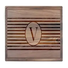 Stripe Monogram Walnut Cutting Board V